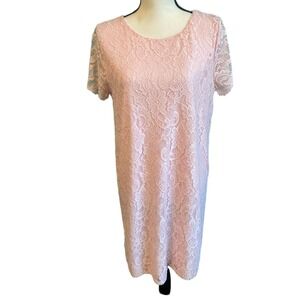 Juicy Couture Light Pink Lace Short Sleeve Dress Women's Large